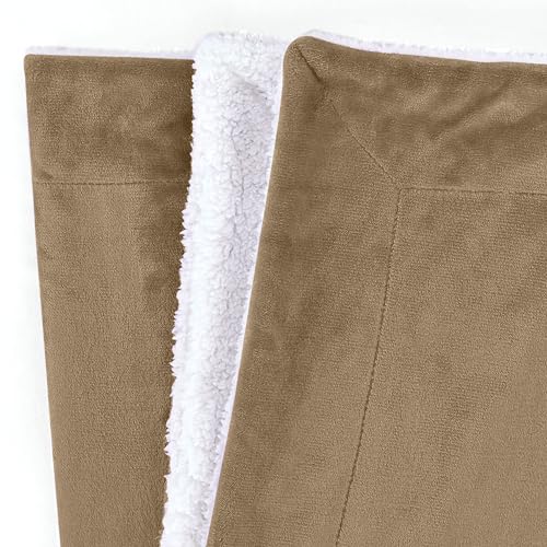 Mocassi Reversible Flannel Sherpa Throw Blanket - Full Taupe