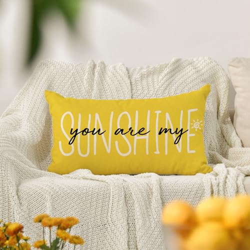 You Are My Sunshine Yellow Throw Pillow Cover 12x20