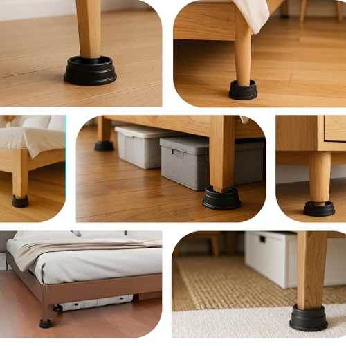 ANNKUT 1 Inch Heavy Duty Bed Risers - Round Furniture Lifts, 4 Pack Black