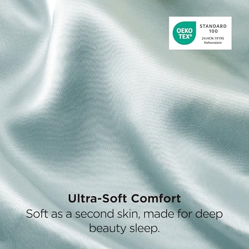 Bedsure Queen Satin Pillowcases Set of 2 - Light Turquoise, 20x30"