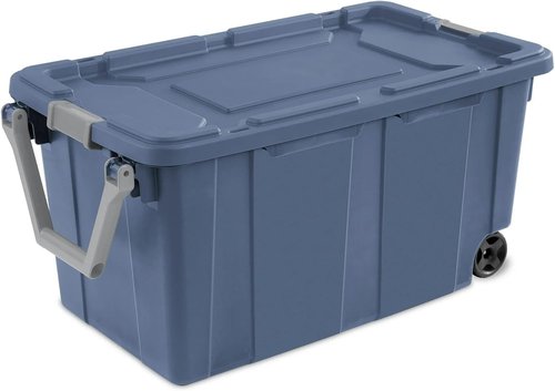 Blue Moonlight 40 Gallon Rolling Storage Bin - Durable Stackable Plastic Tote | 2-Pack