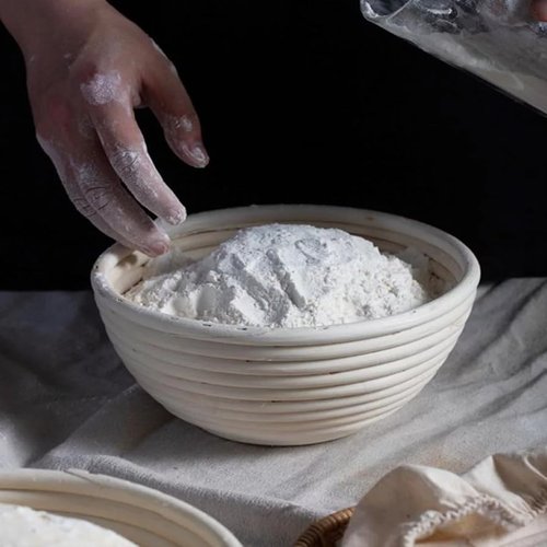 Dimpola Banneton Bread Proofing Basket Set - Handmade Rattan Sourdough Bowls | 2 Round 9-Inch Baskets