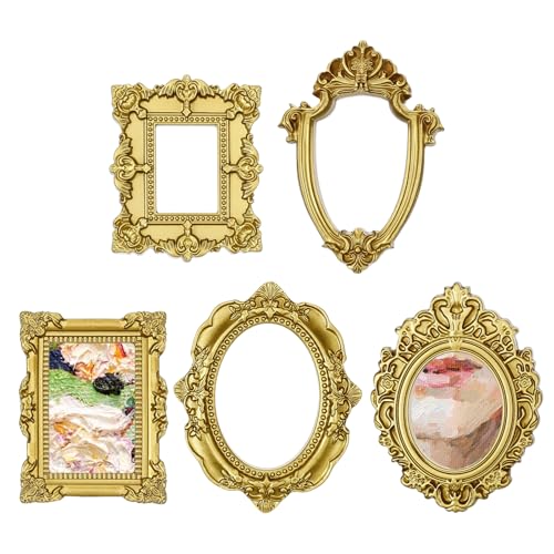 Sibba Vintage Mini Gold Baroque Picture Frames - 5 Pack