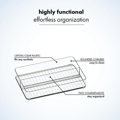 madesmart Vanity Storage Tray, Attached Clear Lid for Visibility, for Make-Up Cologne Lotions, Multi-use Organizer, Premium Storage for Bathroom, Clear