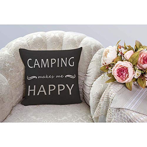 HGOD DESIGNS Camping Throw Pillow Cover, 18x18 Inch Cotton Linen Cushion Case