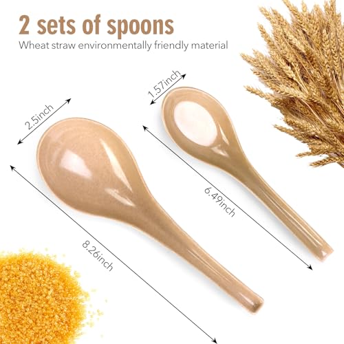 Eco-Friendly Wheat Straw Soup Spoons Set of 2 - Durable & Biodegradable