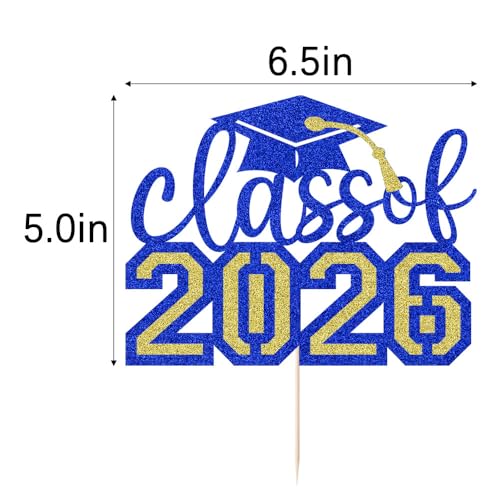 Glitter Class of 2026 Cake Topper - Graduation Party Decoration
