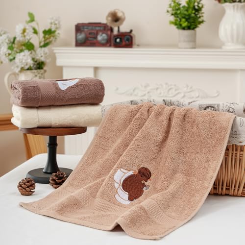 Dark Brown 3-Pack Cotton Hand Towels - Soft & Absorbent 13x29