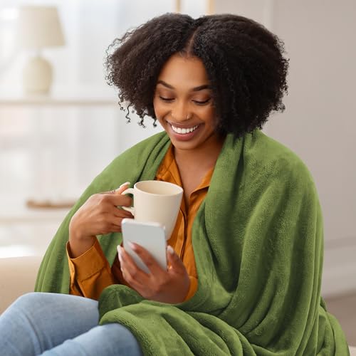 Utopia Bedding Ultra Soft Fleece Blanket Queen Size Olive 90x90
