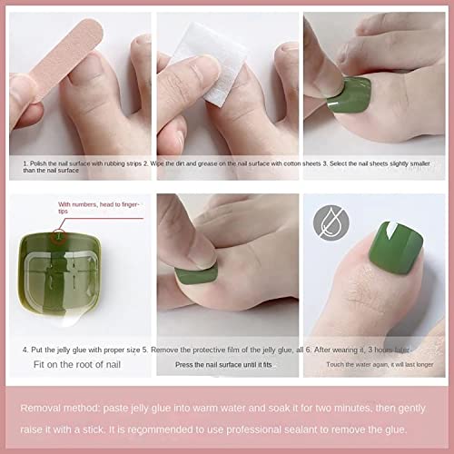 Short Press On Toenails Glossy Square False Toe Nails With Silver Glitter