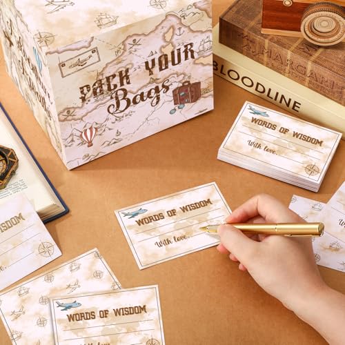 Let the Adventure Begin Card Box & Advice Cards Set - Travel Theme Party Supplies