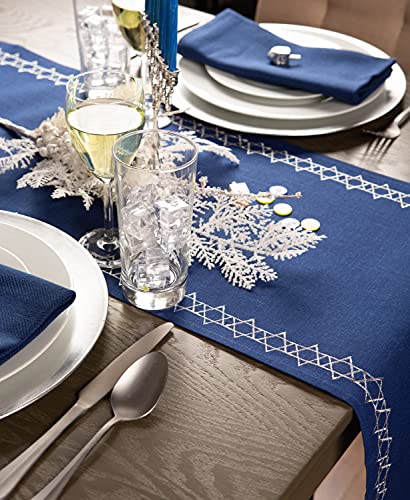 Hanukkah Star of David Table Runner 14x70 Inch Festival Holiday Decor