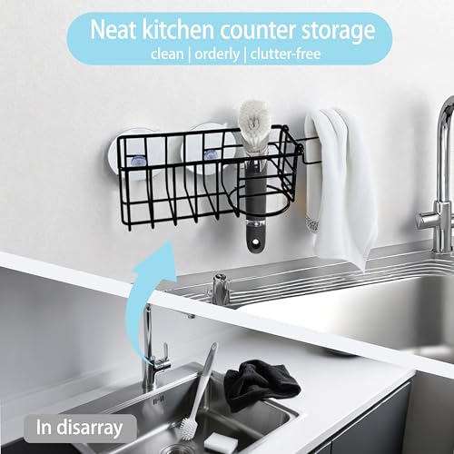 3-in-1 Stainless Steel Kitchen Sink Sponge Holder & Dish Cloth Hanger - 1p