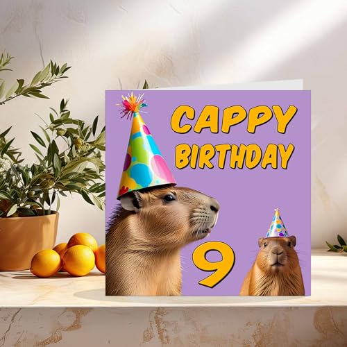 Capybara Birthday Card for 9-Year-Old - Premium Quality & Eco-Friendly