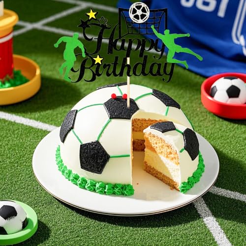 Soccer Happy Birthday Cake Topper - Glitter Sports Theme Decoration