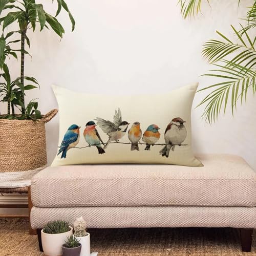Farmhouse Birds Decorative Throw Pillow Cover - 12x20