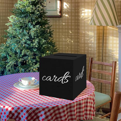 Silver Card Box for Weddings & Events - 8.7" x 8.7" Raffle Ticket Holder
