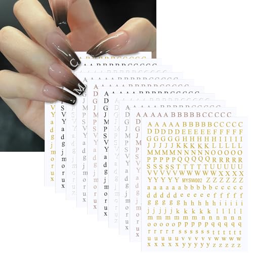 Letter Nail Art Stickers 10 Sheets Self-Adhesive English Alphabet Decals