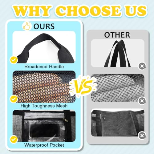 Showvigor Large Mesh Beach Bag - Durable Tote with Zipper Pocket