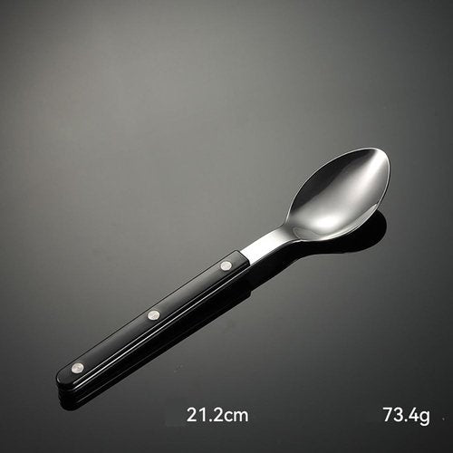 5-Piece Silverware Set Rivets Utensils Flatware Set for 1 Mirror Effect Simple Food-Grade Ergonomic Stainless Steel Dishwasher Safe Cutlery Set for Family Gatherings Black