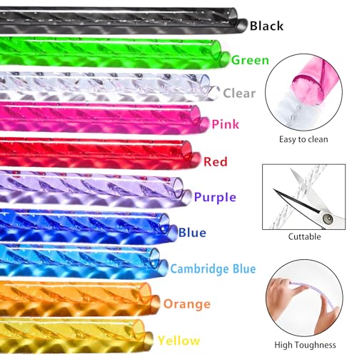 LEDUO 10-Pack Reusable Sparkling Straws for Stanley & Tumbler Cups