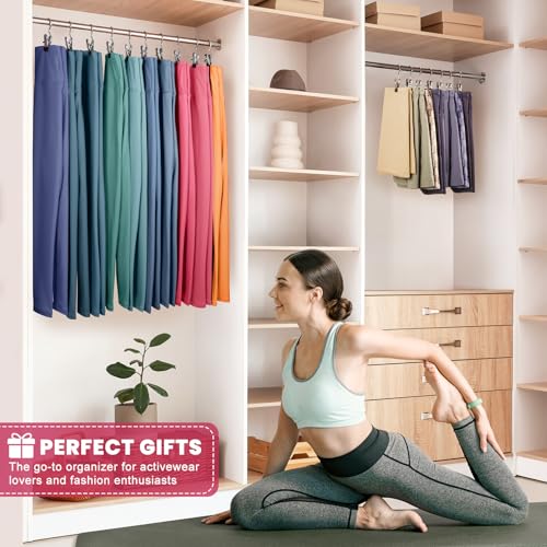 DOIOWN 12 Pack Pants Hangers with Clips - Non-Slip Black Legging Organizers