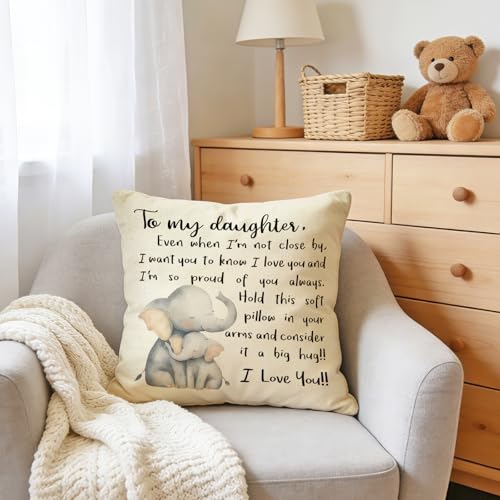 To My Daughter Decorative Throw Pillow Cover - 18" x 18"