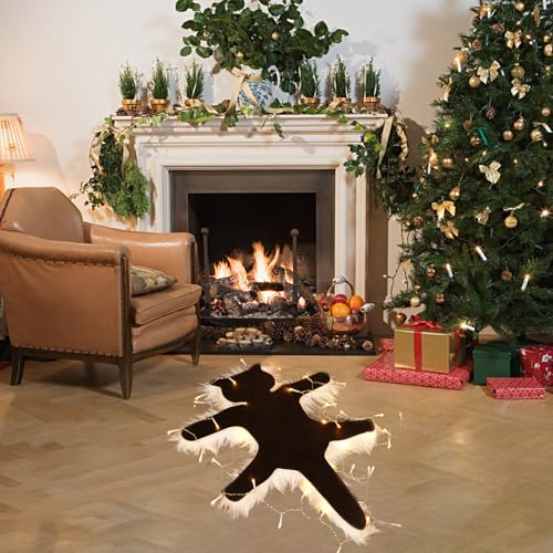 Light Up Fried Cat Rug with String Lights - Christmas Decorations, Warm Light