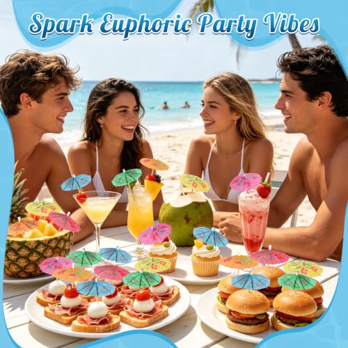 Multicolor 60 Mini Cocktail Umbrellas Drink Picks - Tropical Party Decorations