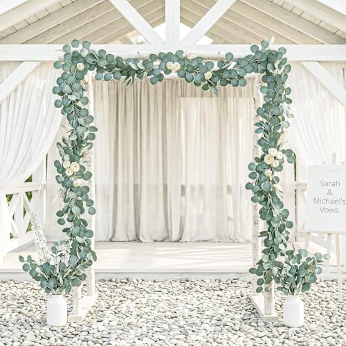 12ft Eucalyptus Garland Set - 2 Pack Faux Silk Vines for Weddings & Decor