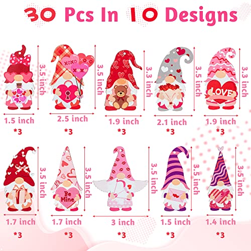 Valentine's Day Gnome Wooden Ornaments - 31-Piece Set