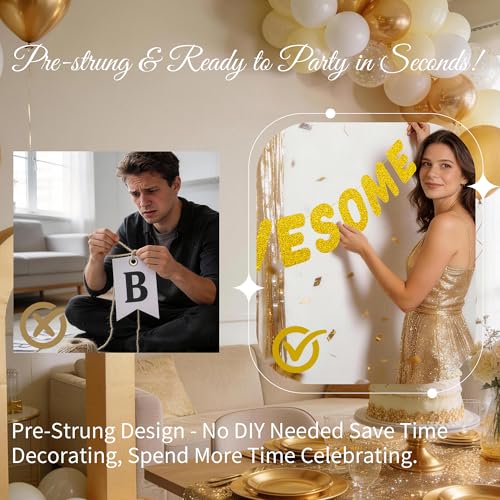 70th Birthday Banner Decorations - Awesome Since 1956, Pre-strung