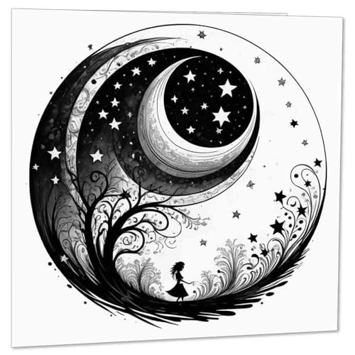 Moon Forest Gothic Greeting Card 145 x 145mm by Purple Fox