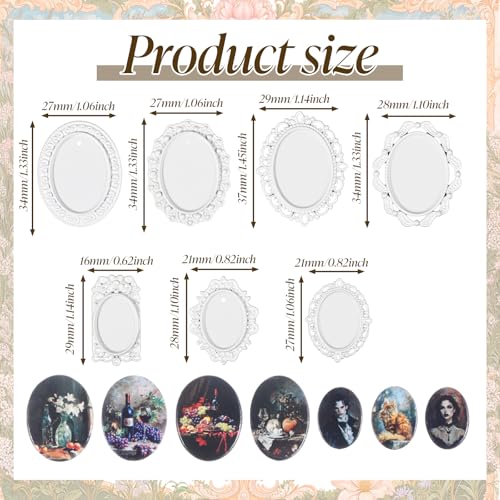 Yolev 7Pcs Mini Vintage Picture Frames Small White Oval Antique Photo Set