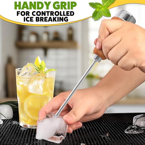 Stainless Steel Ice Pick - 8.07 Inch with Wooden Handle for Easy Ice Breaking