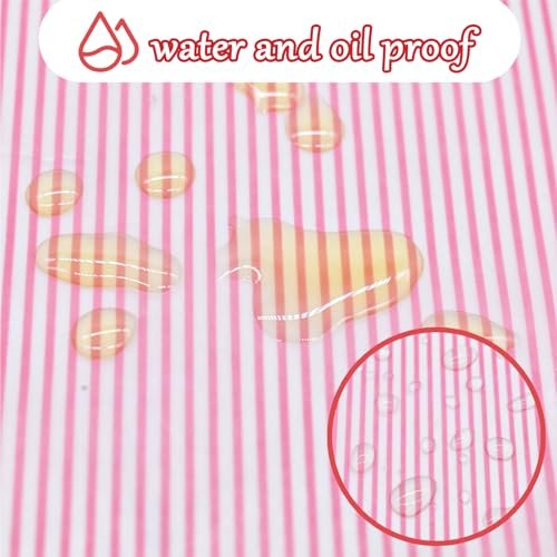 Greaseproof Wax Paper for Food Wrapping - 50 Sheets, Pink Pattern