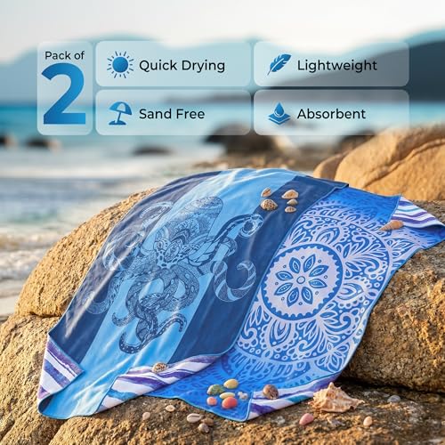 Utopia Towels Microfiber Beach Towel Set - 2 Pack, 32x71 Inch