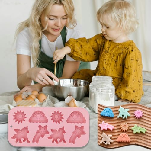 BENEKIY 8-Cavity Unicorn Silicone Molds - 2 Pack 3D Baking Tray for Kids
