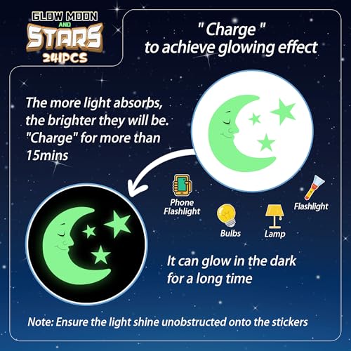 Neasyth 241PCS Green Glow in The Dark Stars & Moon Set for Ceiling