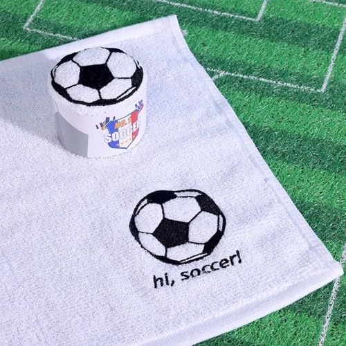 JOMBOTIK Soccer Hand Towels - 2 Pack 12x12 Inch Cotton Sports Gift