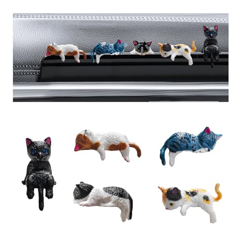 5 PCS Cute Resin Cat Car Dashboard Decorations & Mini Kitty Ornaments