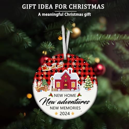 First New Home Christmas Ornament 2024 Double-Sided Ceramic Housewarming Gift