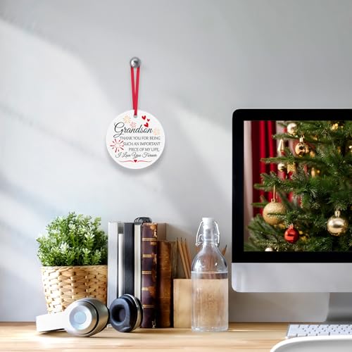 Personalized Ceramic Ornament for Grandson - Heart Plaque Gift