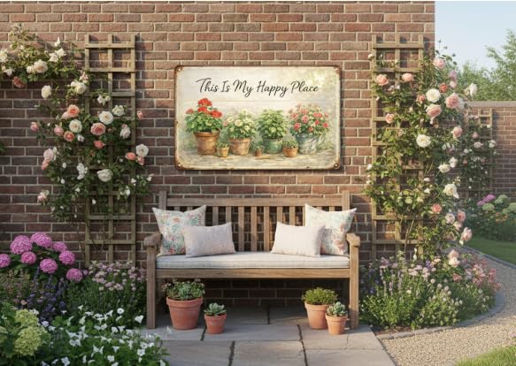 Vintage Garden Sign - 'My Garden My Happy Place' 8x12