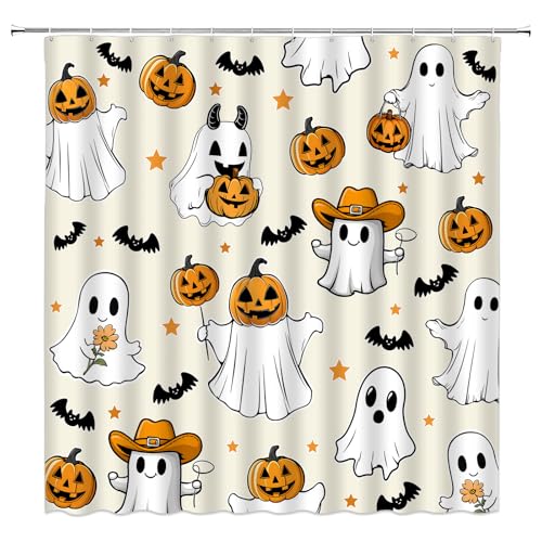 Halloween Ghost Shower Curtain 36x70 Inches Bathroom Decor Fabric with Hooks