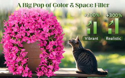Siyaluens Purple Bougainvillea Artificial Flowers 2 Pcs Outdoor Garden Decor