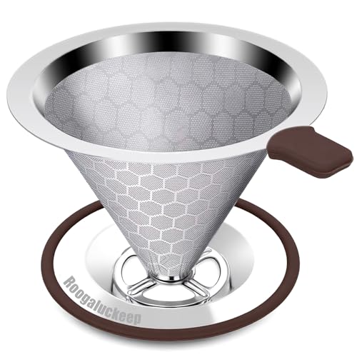 Roogaluckeep Pour Over Coffee Maker with Reusable Filter - 1-2 Cups