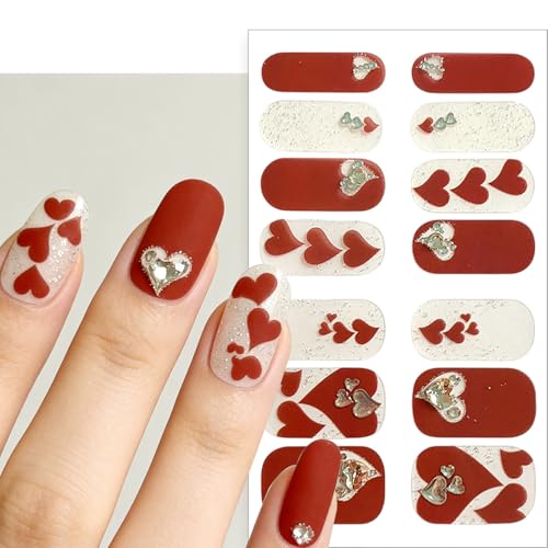 Valentine's Day Nail Stickers 3D Self-Adhesive Letter & Heart Decals 8 Sheets