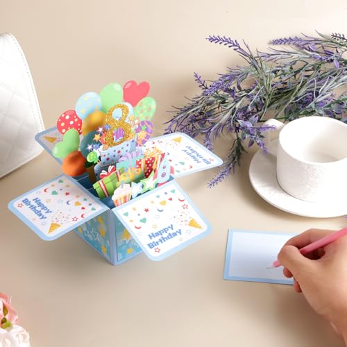 Penitue 3D Pop-Up Birthday Card Box with Balloons and Gift Design