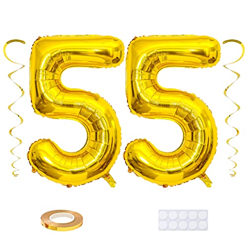 40-Inch Gold 55 Number Balloon Set for Birthday & Graduation
